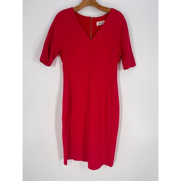 Eliza J Red Fitted Dress (B14#8) - Picture 5 of 10